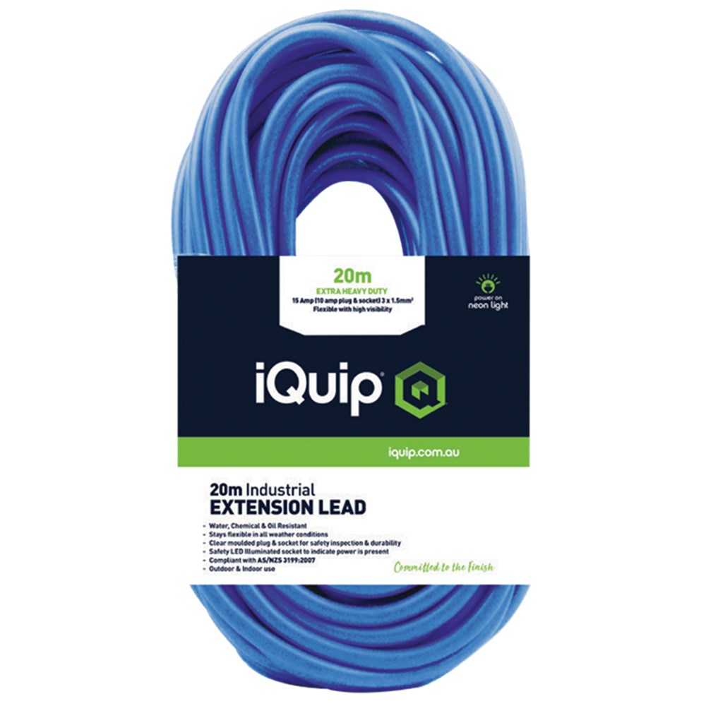 iQuip Extension Lead 20m 15Amp with10Amp Illuminated Plugs
